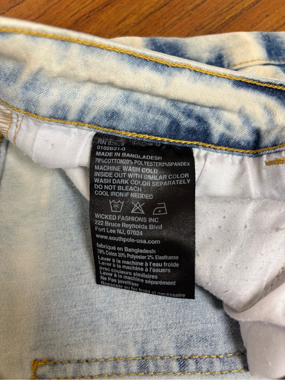 South Pole Washed Denim Slim Jean Shorts 'Light Blue' - Size 32 Waist - Picture 4 of 5